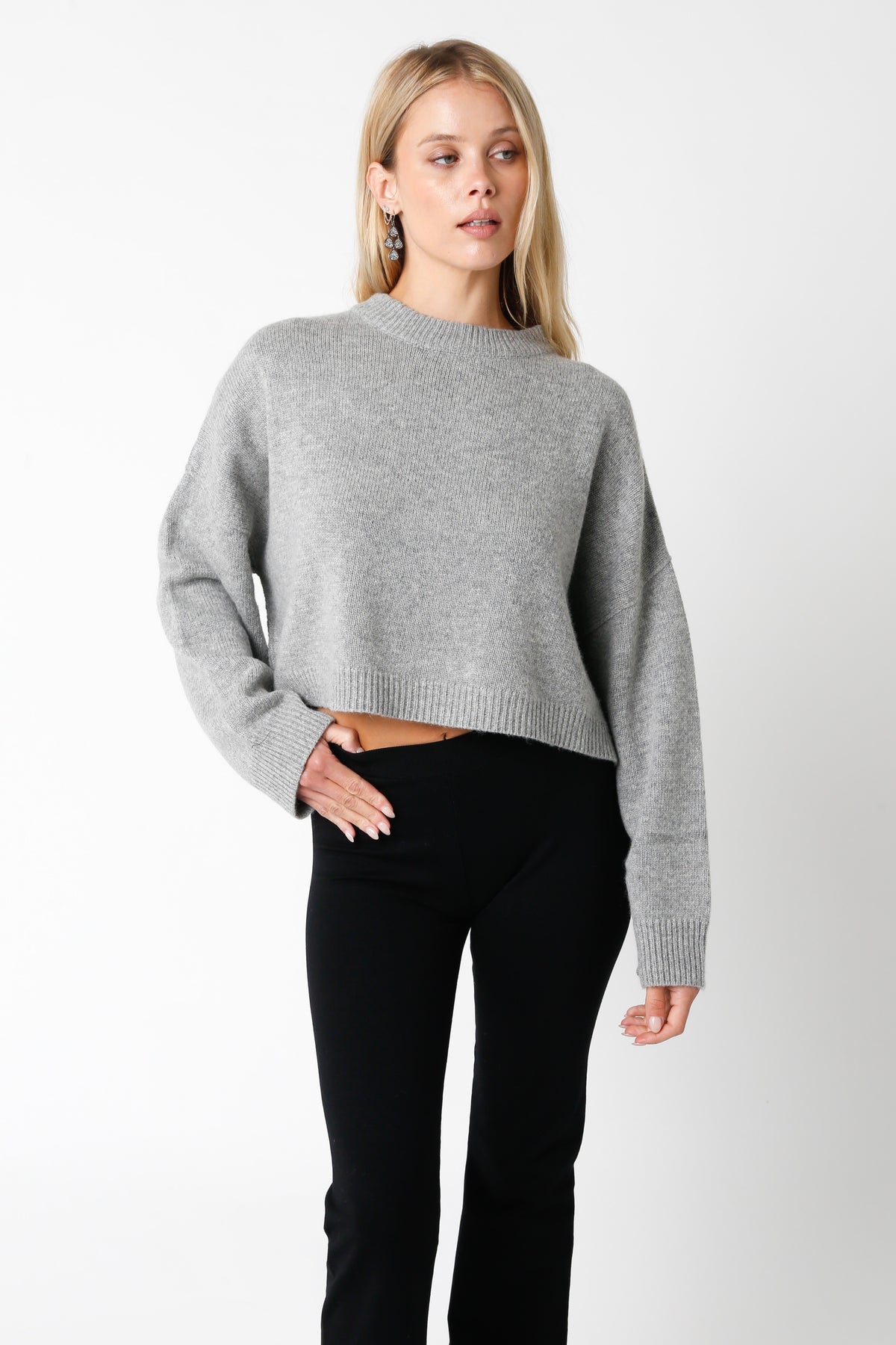 Cindy Crew Neckline Sweater- Grey