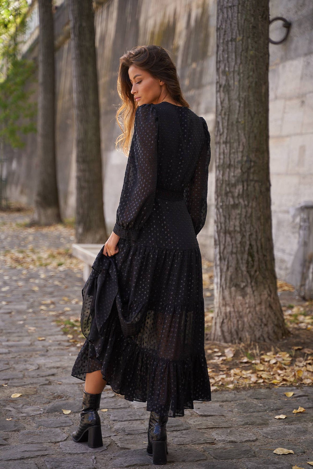 Avril Sequined Lace Maxi Dress