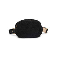 Santi Sherpa Shearling Belt Bag Fanny Pack: Black
