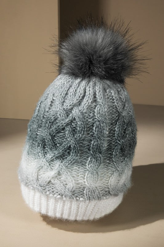 Ombre Cable Knit Beanie