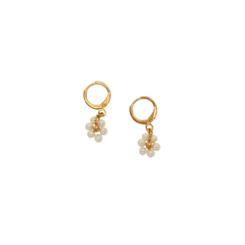 Gold Pearl Daisy Earrings