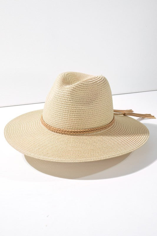 Suede Braid Trim Sun Hat
