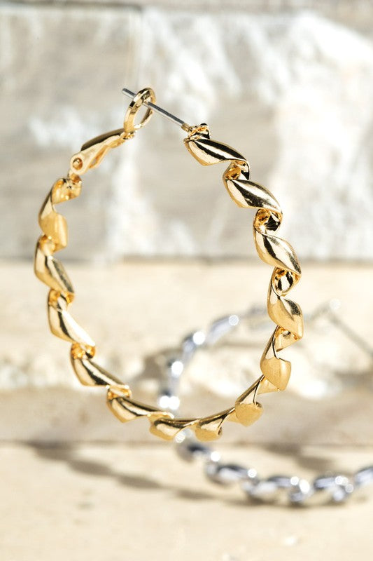 Twisted Brass Hoop Earrings